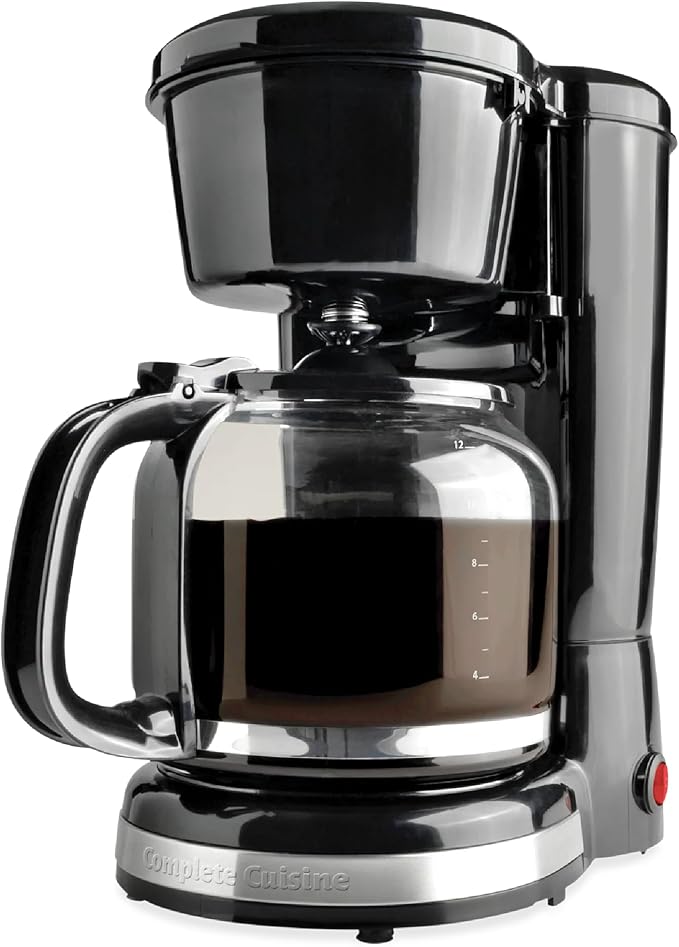 CC-1203-12C 12-Cup Coffee Maker Stainless-Steel Coffee Maker with Glass Coffee Pot Carafe and Reusable Coffee Filter