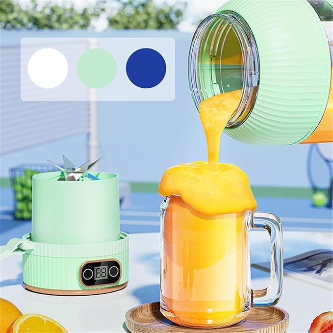 Multifunctional Portable Juicer Cup with Digital Display Large-capacity personal size blenders for Smoothies Shakes Juicer USB Rechargeable (3Single cup double lid)