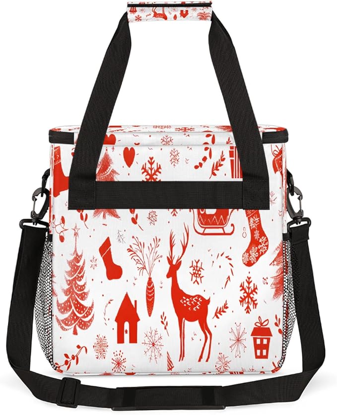 Christmas (740) Coffee Maker Carring Bag Travel Carrying Storage Tote Bag Compatible with Keurig K-Mini or K-Mini Plus Portable Single Serve Coffee Brewer Case with Pockets for K-cup Pods