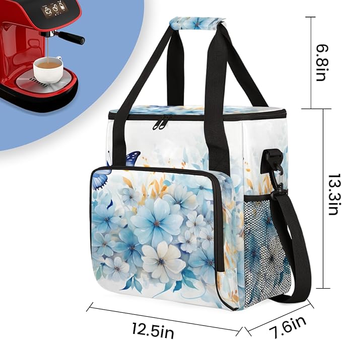 Dreamy Butterfly Coffee Maker Carrying Bag Mystic Butterfly Travel Storage Bag Compatible with K-Mini or K-Mini Plus Single Serve Coffee Brewer Carrying Case with Multiple Pockets &amp Shoulder Str