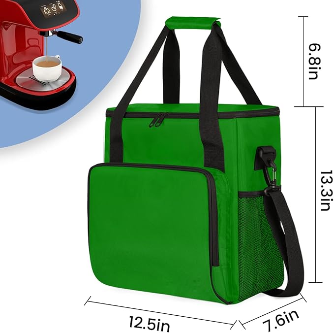 Green Coffee Maker Carrying Bag Waterproof Insulated Leakproof Cooler Bag Portable Storage Tote Bag Organizer With Shoulder Strap