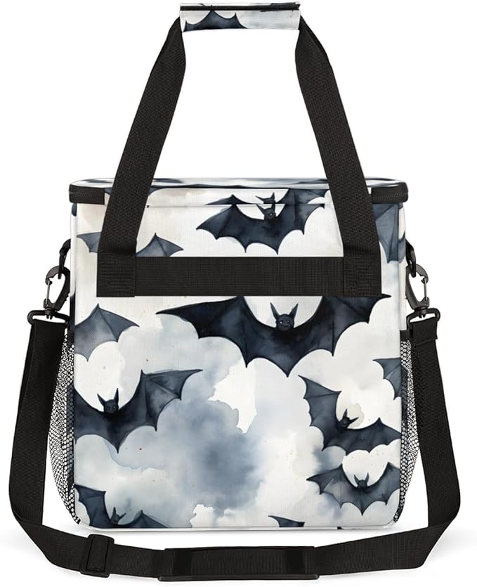 Halloween Bat Coffee Maker Carrying Bag Oil Painting Bat Travel Storage Bag Compatible with K-Mini or K-Mini Plus Single Serve Coffee Brewer Carrying Case with Multiple Pockets &amp Shoulder Strap