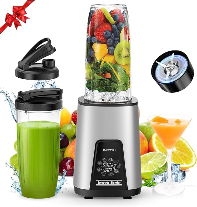 Blenders for Smoothie 900W Personal Blender for Shakes and Smoothies with 2 * 22oz BPA Free Portable Cups Small Juicer for Protein Shake Baby Food Frozen Drink