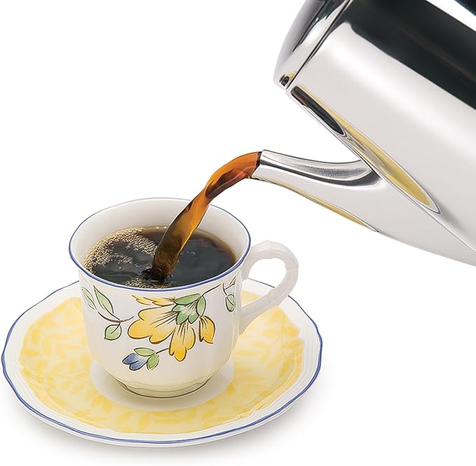 Presto 02811 Stainless Steel Electric Coffee Percolator - 12-Cups Easy-Pour Spout Stay-Cool Handle Make 2-12 Cups
