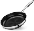 Innerwell Nonstick Frying Pans 9.5 Inch Hybrid Tri-Ply Stainless Steel Frying Pans Titanium Ceramic Nonstick Cooking PanPFAS/PFOA/PTFE FreeCompatible with All Cooktops
