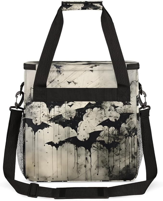 Magical Bat Coffee Maker Carrying Bag Oil Painting Bat Travel Storage Bag Compatible with K-Mini or K-Mini Plus Single Serve Coffee Brewer Carrying Case with Multiple Pockets &amp Shoulder Strap