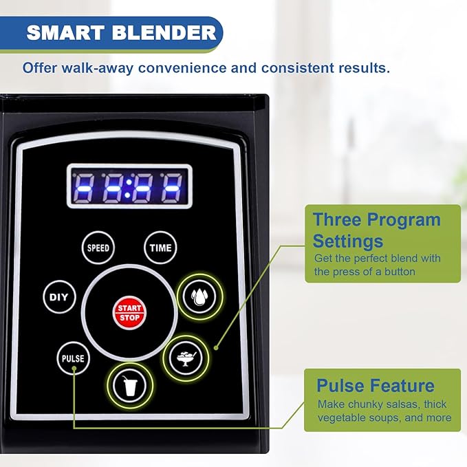 CRANDDI Smart Commercial Blender Digital Touch Screen with Removable Cover 80oz Capacity 3 Pre-Set Program with Smoothie Juice Cleaning and More 1500W 120V K85TS (Grey)