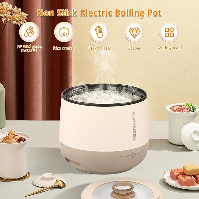 1.6 L Small Electric Rice Cooker Mini Rice Cooker 450 W 220 V Nonslip Rice Maker 36 Minutes Fast Cooking Rice Cooker and Warmer Over Heating Boil Dry Protection for Cooking Rice Porridge