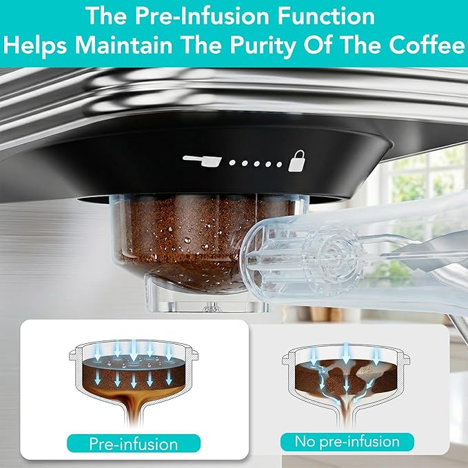 Espresso Machine 20 Bar Stainless Steel Espresso Maker with Steam Milk Frother Compact Coffee Machine with 45oz Removable Water Tank for CappuccinoLatte&ampCold Brew Home&ampOffice
