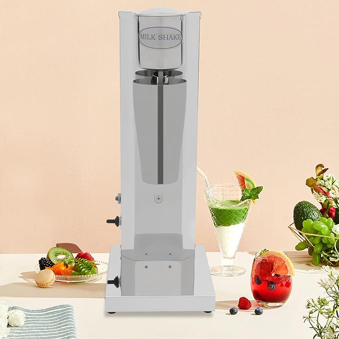 Milkshake Maker Machine 180W Commercial Milk Shake Maker Mixer Single Head Drink Mixer Blender Machine 2-Speed Milkshake Blender with 22oz Stainless Steel Cup for Commercial 18000RMP