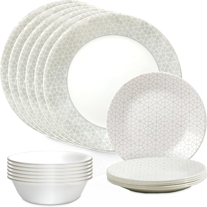 Corelle Vitrelle 18 Piece Glass Dinnerware Sets Service for 6 Triple Layer Chip &amp Crack Resistant Glass Plate and Bowl Sets Knox