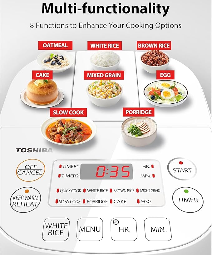 3 Cups Uncooked Small Rice Cooker - Mini Rice Cooker Steamer &amp Warmer with Fuzzy Logic and One-Touch Cooking 24 Hour Delay Timer and Auto Keep Warm Feature White