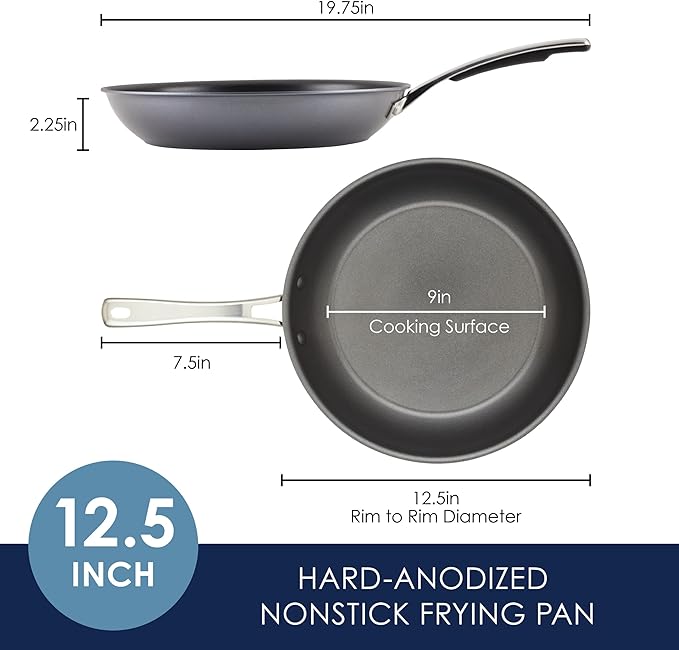 Rachael Ray Cook + Create Hard Anodized Nonstick Frying Pan/Skillet 12.5 Inch - Black