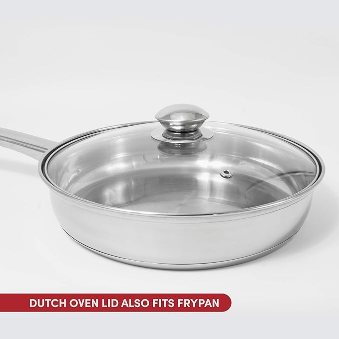 EXCELSTEEL w/Encapsulated Base &amp Tools Versatile for Any Kitchen Stainless Cookware Set 10 Pc