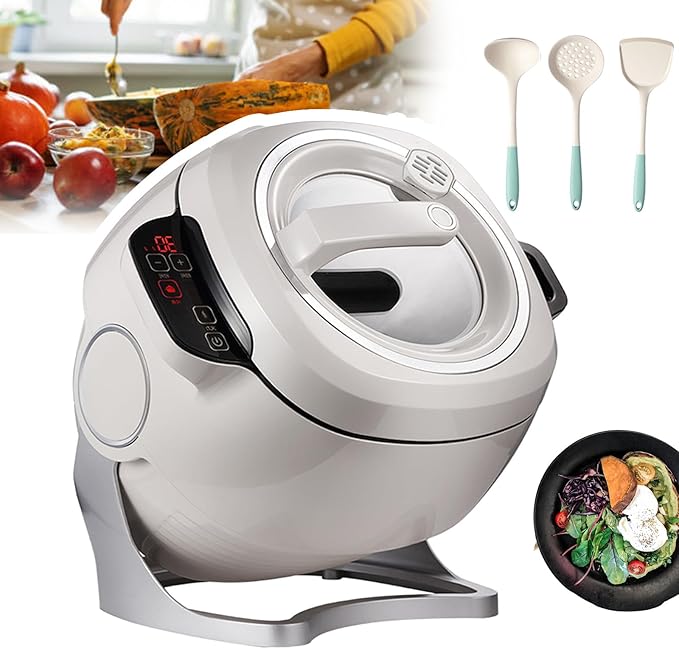 2000w 6l Automatic Cooking Wok Fried Rice Machine with Touch Screen 3 Speed Adjustable Drum Cooking Machine- 360° Automatic Rotation Suitable for Stir-Frying Stewing Cooking