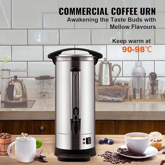 Coffee Urn 110 Cup Stainless Steel Coffee Dispenser Fast Brew Commercial Coffee Maker for Large Groups Keep Warm Function