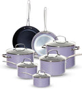 Nuwave Healthy G11-Pots and Pans Set Non Stick 9H Near-Diamond Hardness Scratch-Resistant Works on All Stovetops PFAS Free with Frying Pans Saucepans &amp Glass Lids Stay-Cool Handles Lilac