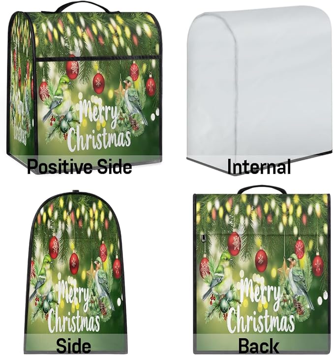 cfpolar Kitchen Aid Mixer Cover Compatible with 6-8 Quarts Christmas Ball Holly Bird Stand Mixer Cover Kitchen Aid Mixers Accessories Appliance Organizer Bag Dust Covers with Zipper Pocket