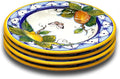 Italian Ceramic dinnerware set - Hand Painted kitchen Pasta Bowls sets for 4 - Made in ITALY Tuscany - Italian Pottery dinner plates - Home Decor Lemon Ischia Ceramics dishes set - Service For 4