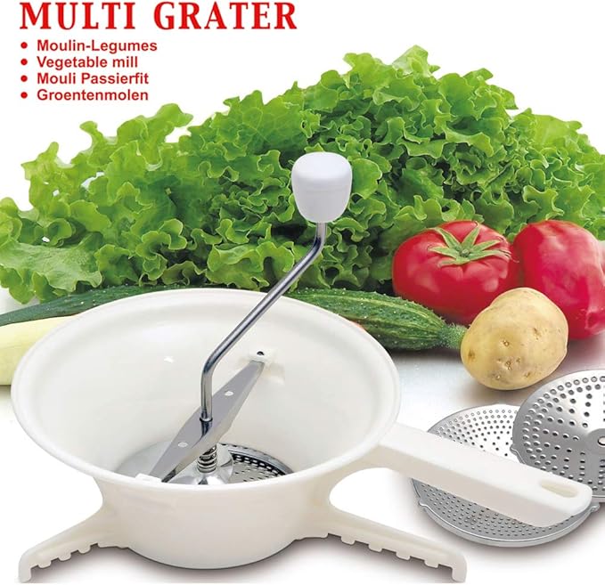 Alvinlite Manual Cheese Blender Vegetable Cutter Mashed Potato Machine Fruit Mixer with Three Cut Plate