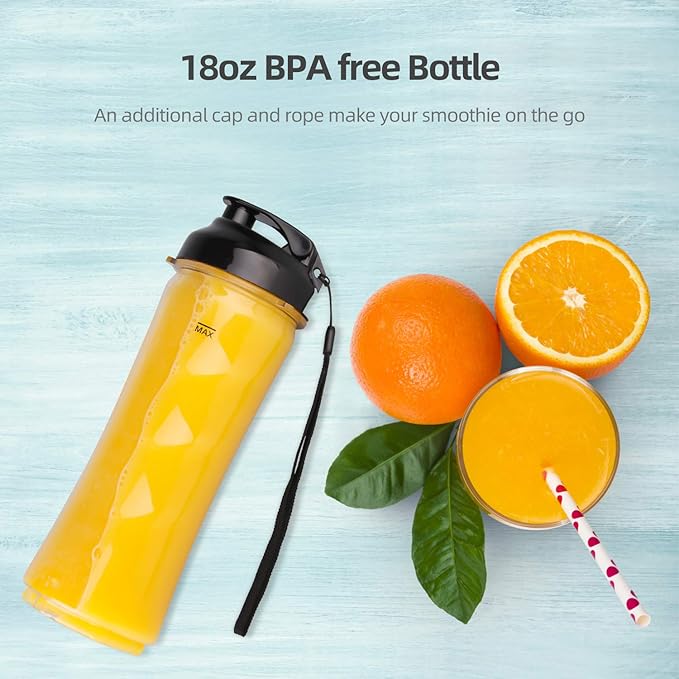 La Reveuse Smoothies Blender Personal Size 300 Watts with 18 oz BPA-Free Portable Travel Sports BottleNavy