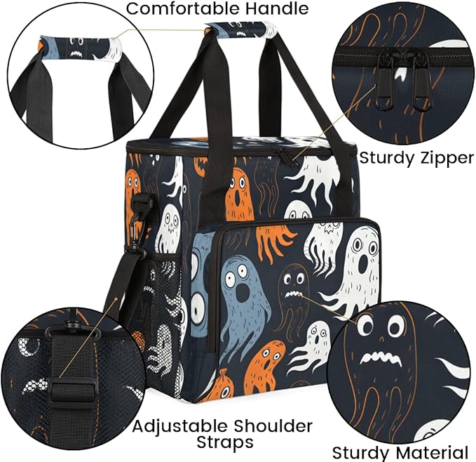 Graffiti Spooky Ghosts Coffee Maker Carrying Bag Travel Storage Bag Compatible with K-Mini or K-Mini Plus Single Serve Coffee Brewer Carrying Case with Multiple Pockets &amp Shoulder Strap
