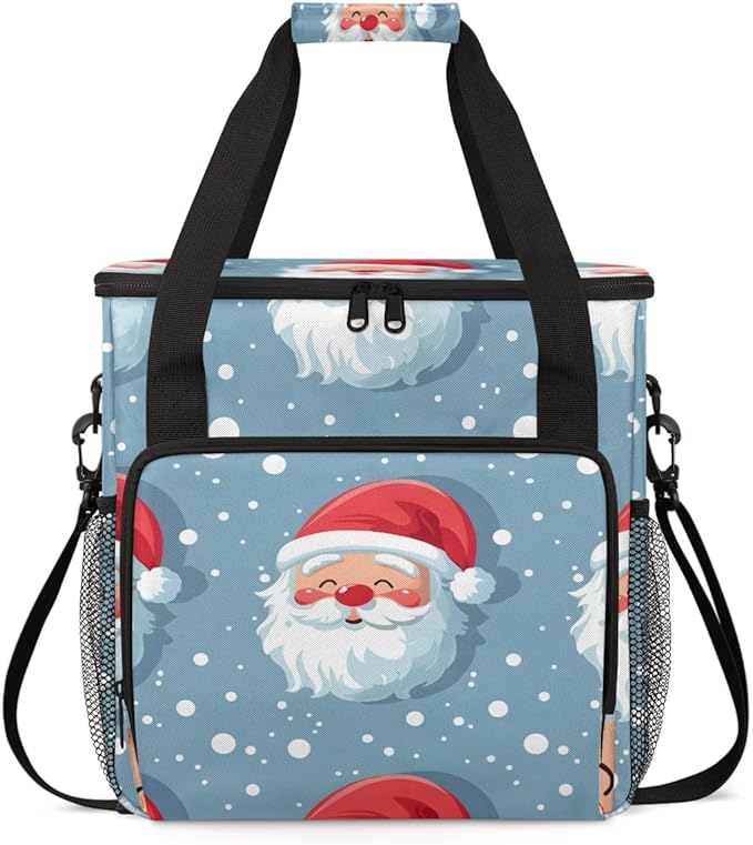 Dreamy Santa Claus Coffee Maker Carrying Bag Xmas Santa Claus Travel Storage Bag Compatible with K-Mini or K-Mini Plus Single Serve Coffee Brewer Carrying Case with Multiple Pockets &amp Shoulder S