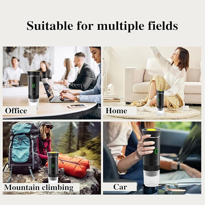 Electric Coffee Maker Machines15 Bar Pressure Portable Espresso MachineCold or Hot 120ML Mini Coffee MakerSmall Handheld Coffee Machine for HomeOfficeTravel (Black)