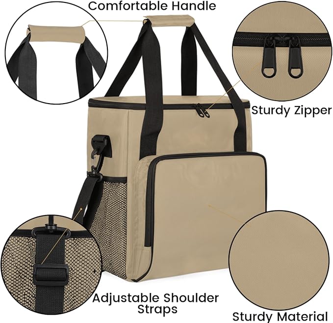 Tan Coffee Maker Carrying Bag Waterproof Insulated Leakproof Cooler Bag Portable Storage Tote Bag Organizer With Shoulder Strap