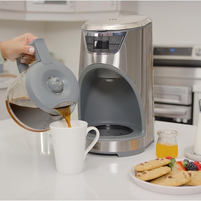 Koolatron Kenmore Elite Drip Coffee Maker - 12-Cup Programmable Coffee Machine With Glass Pot Pause and Pour Auto Shut-Off Large Water Reservoir Reusable Filter Dishwasher Safe Carafe