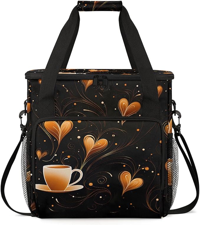 Coffee Maker Travel Bag Compatible with Keurig K-Mini or K-Mini Plus Single Serve Coffee Brewer Carrying Case with Multiple Pockets for K-Cup Pods Storage Bag With Shoulder Strap(Bag Only)