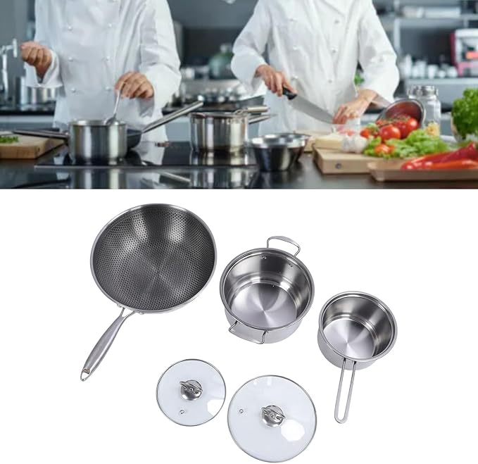 Stainless Steel Cookware SetStainless Steel Antistick Frying Pan Stock Pot Sauce Pan with Lids Saucepan Stockpot Steaming Pots for Home Kitchen Cooking Pots Set