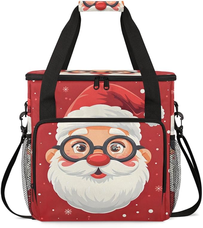 Cute Santa Claus Coffee Maker Carrying Bag Retro Santa Claus Travel Storage Bag Compatible with K-Mini or K-Mini Plus Single Serve Coffee Brewer Carrying Case with Multiple Pockets &amp Shoulder St