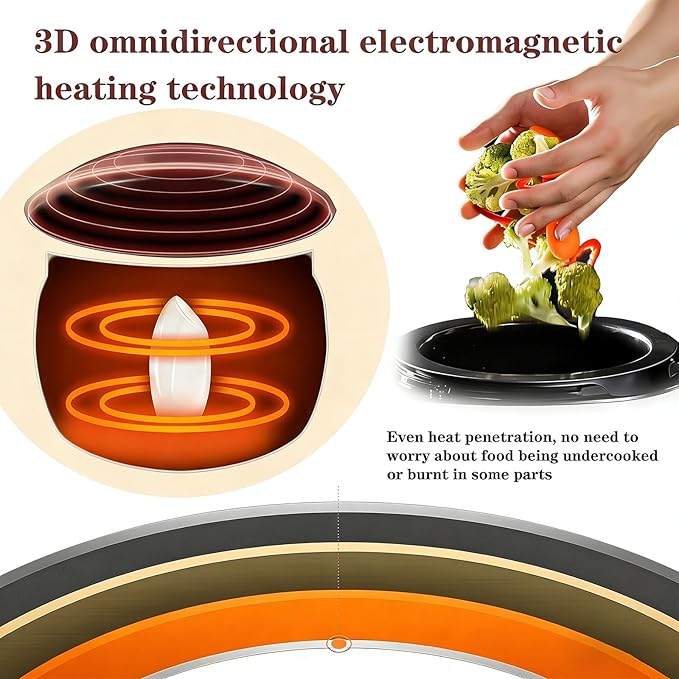 2000w Automatic Cooking Machine 5.45 Quart 360° Rotation Pot Commercial Auto Stir Fry Machine for Cooking &amp Stewing Rice Cooker Multifunctional Choose with Smart Touch(220V)