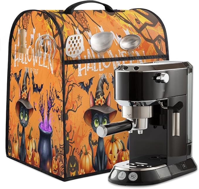 cfpolar Kitchen Aid Mixer Cover Compatible with 6-8 Quarts Halloween Orange Bat Cat Stand Mixer Cover Kitchen Aid Mixers Accessories Appliance Organizer Bag Dust Covers with Zipper Pocket