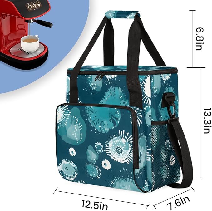 Colorful Powder Coffee Maker Carrying Bag Watercolor Explosion Travel Storage Bag Compatible with K-Mini or K-Mini Plus Single Serve Coffee Brewer Carrying Case with Pockets &amp Shoulder Strap