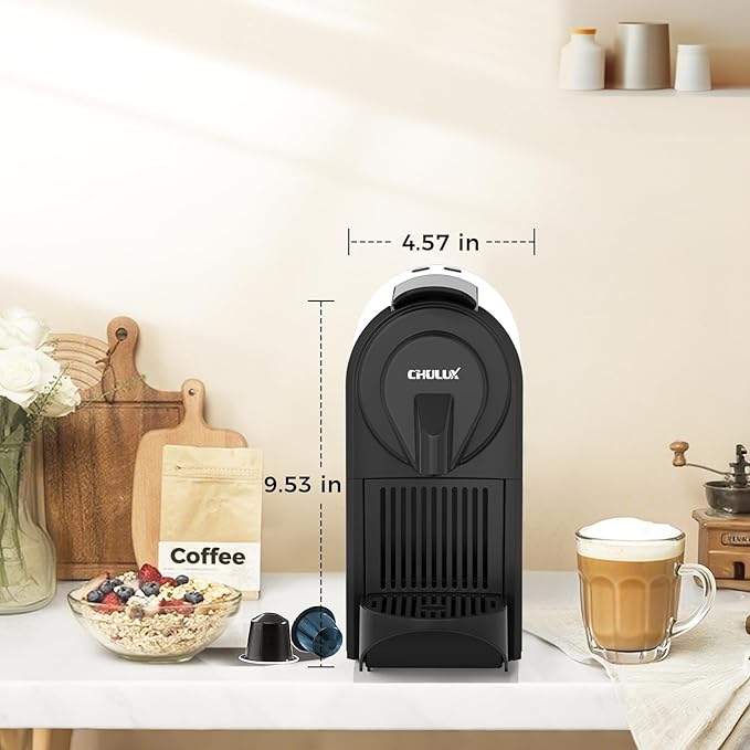 CHULUX Mini Espresso Machine for Nespresso Pod 20 Bar Single Serve Coffee Maker 1400W White