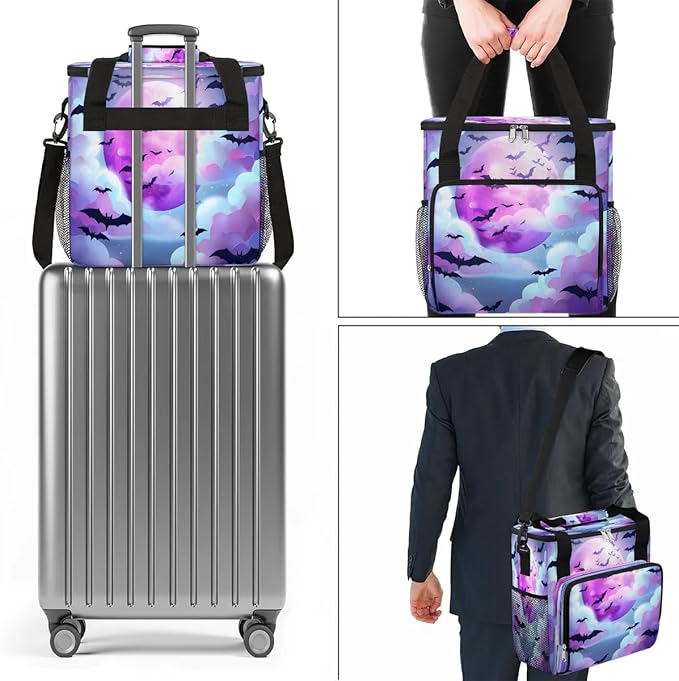Halloween Moon Bats Coffee Maker Carrying Bag for Keurig K-Mini or K-Mini Plus Storage Portable Coffee Maker Travel Bag