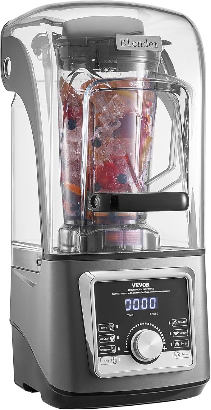 VEVOR Professional Blender for Smoothies 118 oz 1400W with Powerful Motor Multi-Functional Food Processing Blender with Noise Cover for Smoothie/Milkshake/Juice Fits for Kitchen