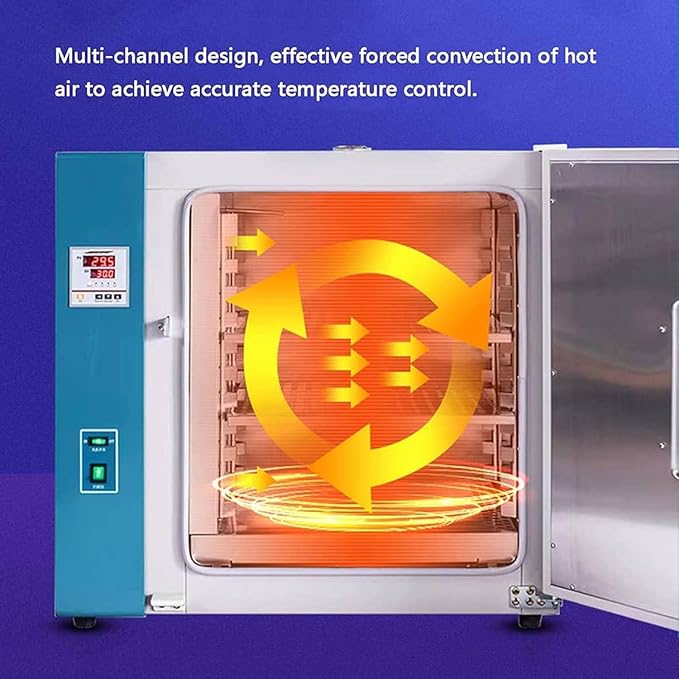 15L Lab Drying and Heating OvenDigital Forced Air Convection Drying Oven 500W Forced Air Laboratory Oven 220V RT+50 300℃ Stainless Steelfor Drying&ampHeat Treatment