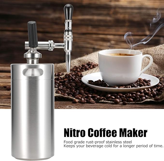 Stainless Steel Home Brew Nitrogen Infusion Coffee Keg SystemNitro Cold Brew Coffee Maker Nitrogen Gas System Coffee Dispenser Kit(3.6L) cold brew coffee maker nitro toddy iced nitro coffee m