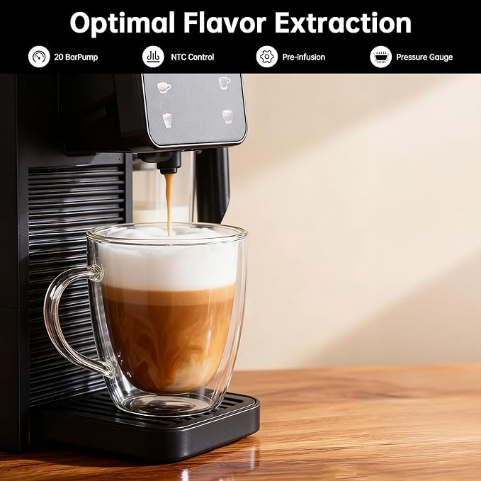 Morpilot Capsule Coffee Machine Compatible with Nespresso Capsules Single-Serve Coffee Machine For Espresso Lungo Cappuccino &amp Latte With Milk Frother 20-Bar High Pressure &amp 0.75L Water Ta