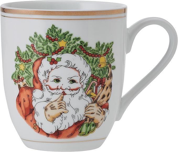 Fitz and Floyd St. Nicholas Gold Banded Holiday 16 Piece Dinnerware Set Service for 4