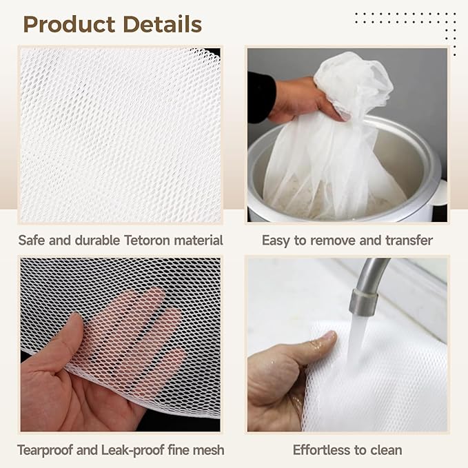 4 Pcs Rice Net 43.3×39.4 Sushi Rice Cooking Net Non-Stick Fine Mesh Rice Cooker Napkins Tetoron Rice Nets Cooking Steam Cloths for Homes Restaurants Camping