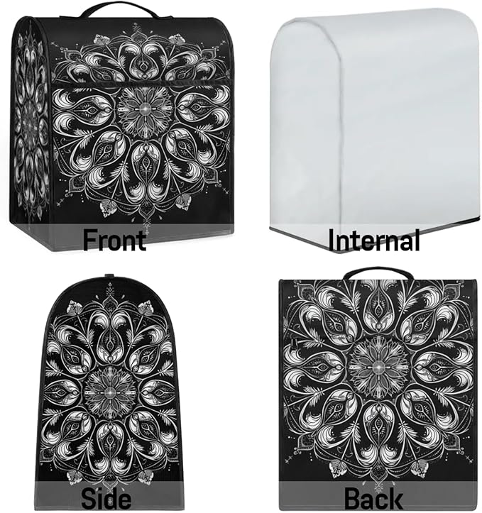 cfpolar Kitchen Aid Mixer Cover Compatible with 6-8 Quarts Ethnic Mandala Flower Black Stand Mixer Cover Kitchen Aid Mixers Accessories Appliance Organizer Bag Dust Covers with Zipper Pocket
