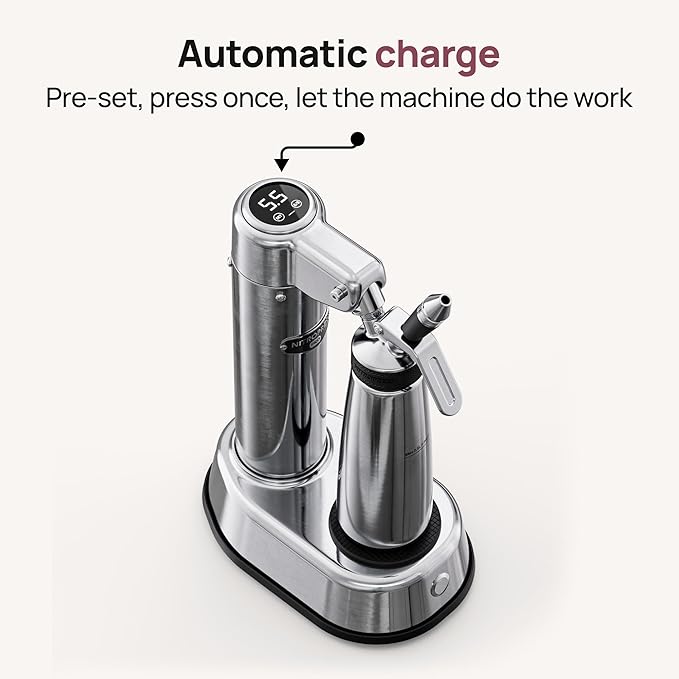 NitroPress Pro Electric Nitro Cold Brew Coffee &amp Cocktail Maker Machine Air-Powered Nitro Coffee Maker &amp Nitrogen Infuser Coffee Matcha Cocktails &amp Drinks Stainless Steel Home Bar Bevera
