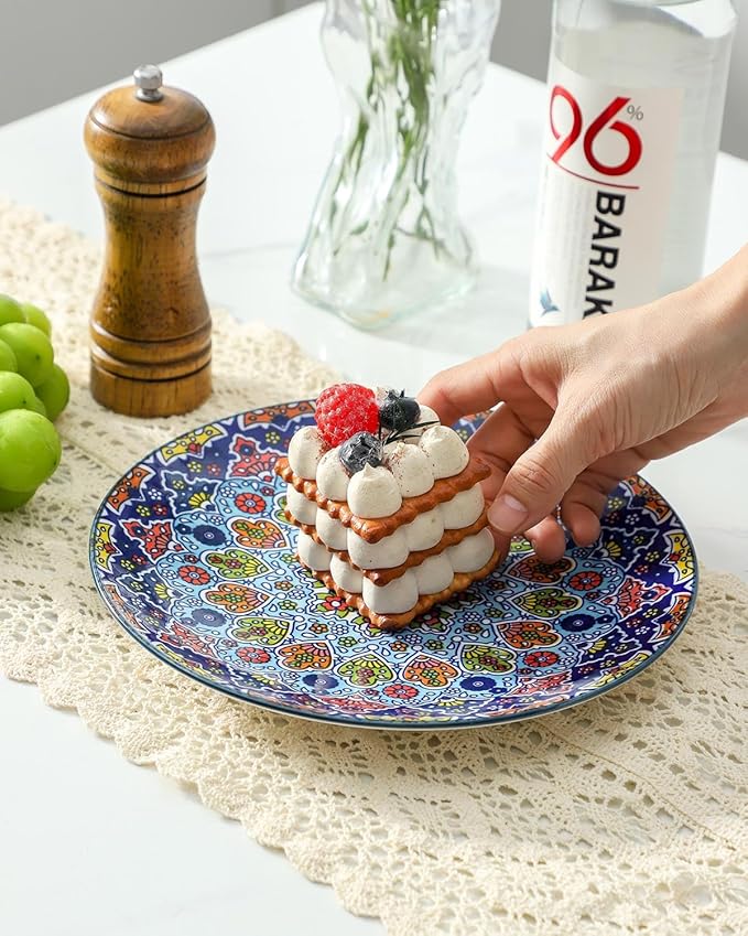 glowworm Bohemian Dinnerware Sets Ceramic Dishes Set for 4 12 Pieces Plates and Bowls Set Oven Microwave &amp Dishwasher Safe Scratch Resistant