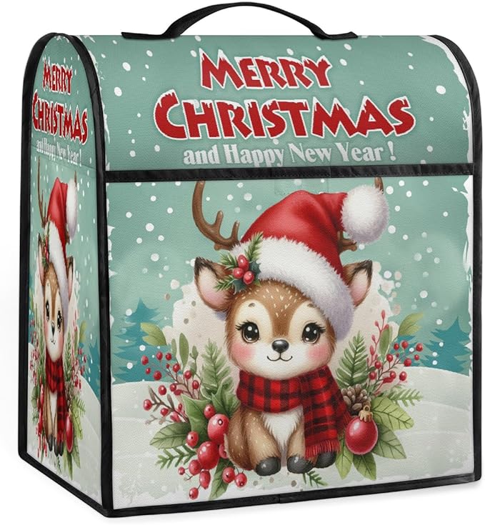 cfpolar Kitchen Aid Mixer Cover Compatible with 6-8 Quarts Holly Animal Elk Christmas Stand Mixer Cover Kitchen Aid Mixers Accessories Appliance Organizer Bag Dust Covers with Zipper Pocket