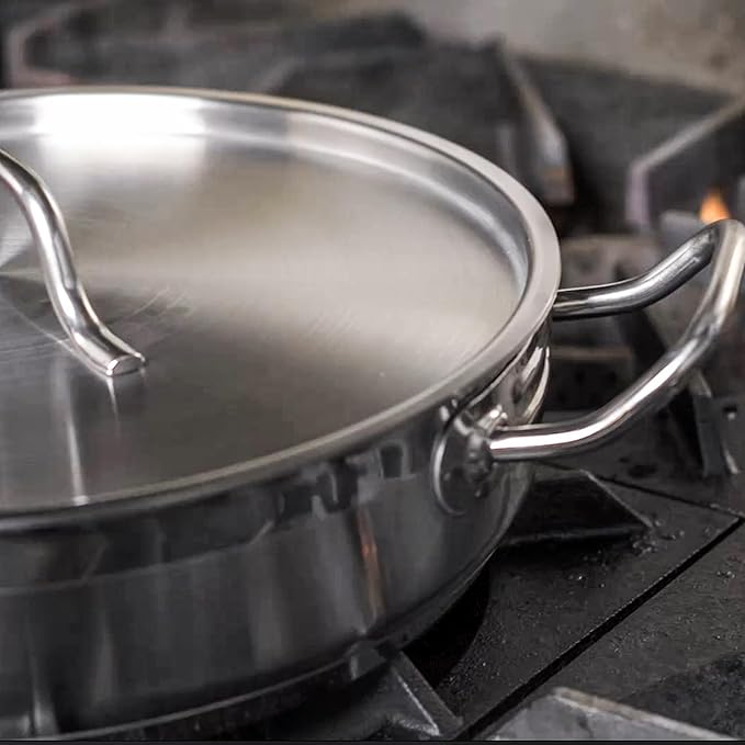 Stainless Steel Pots and Pans Set Induction Cookware Set Whole-Clad Tri-Ply Stainless Steel Pan Set with 8 And 12 Frying Pans 4 Qt Saucepan And 8 Qt Stockpot (6 Piece)