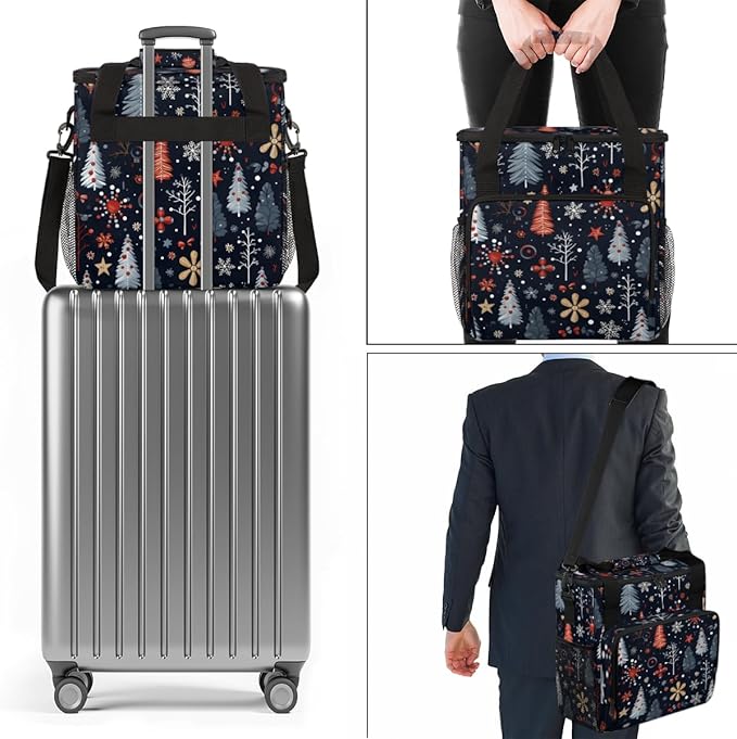 Christmas Tree Coffee Maker Carrying Bag Cartoon Tree Travel Storage Bag Compatible with K-Mini or K-Mini Plus Single Serve Coffee Brewer Carrying Case with Multiple Pockets &amp Shoulder Strap
